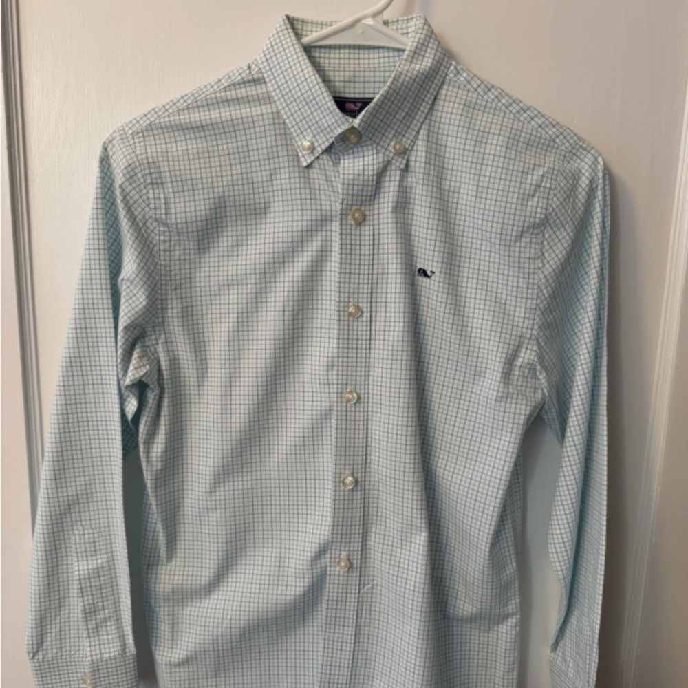 Vineyard Vines Whale Shirt Boys M (12-14) Blue/Green/White